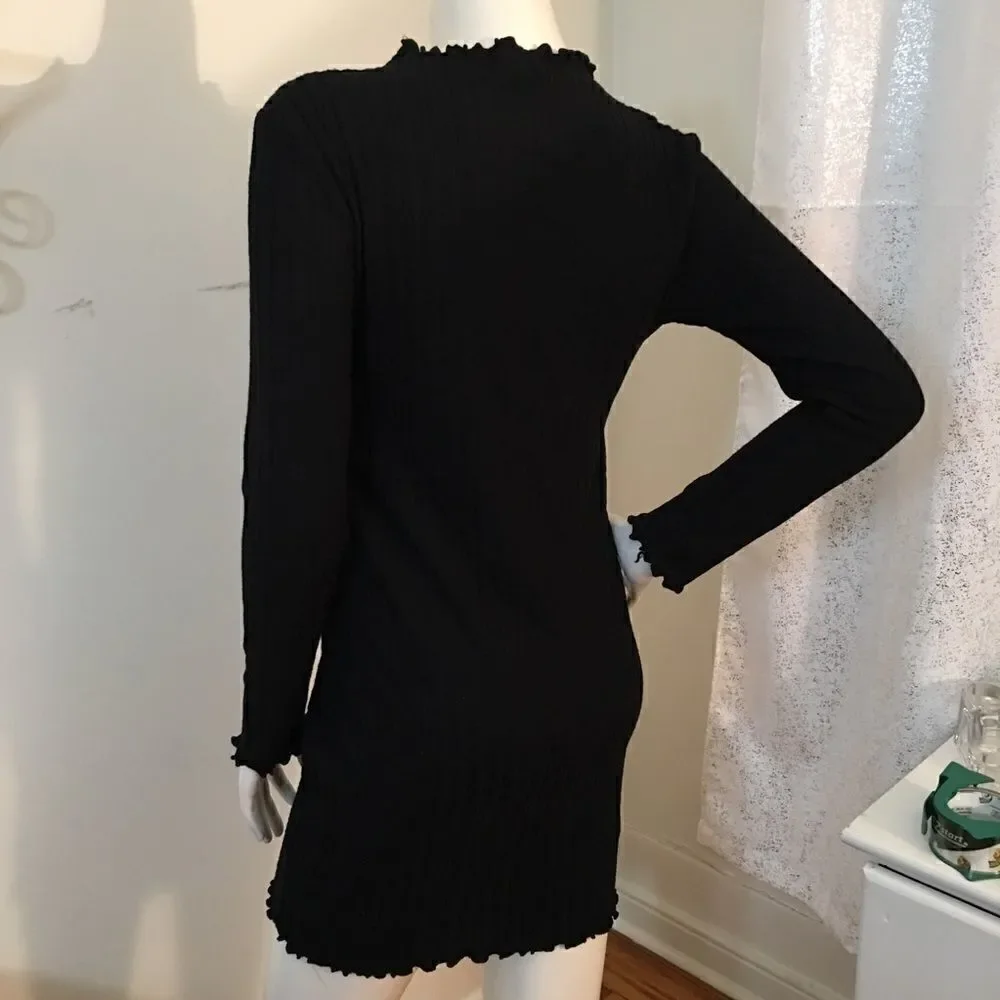 Heart & Hips thick ribbed mini ruffle border dress